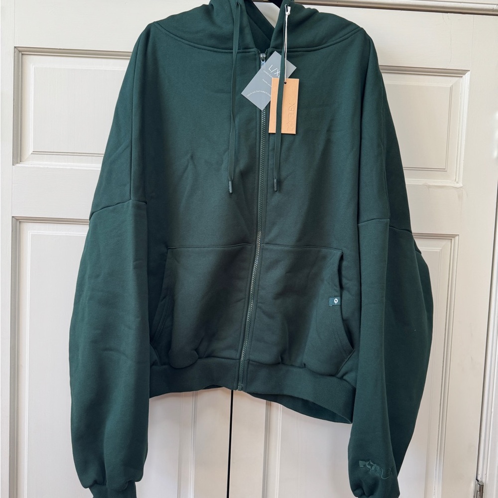 Popflex Forest Green Zip-Up Hoodie with Hood and Pockets
